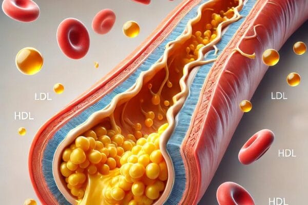 Cholesterol and Heart Health: Secrets to Managing the Good & Bad 3D illustration of an artery with cholesterol buildup for cholesterol and heart health
