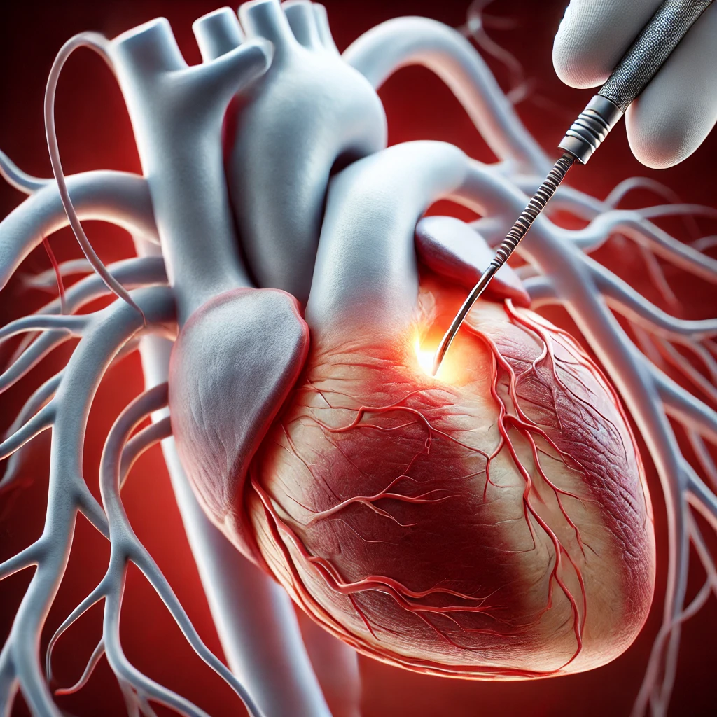 3D illustration of stent placement during an angioplasty in a partially blocked artery.
