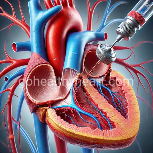 Detailed 3D illustration of the heart showing a successfully placed aortic valve after TAVR.