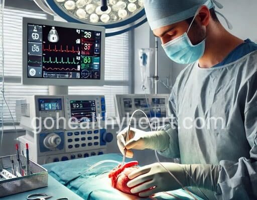Types of Heart Surgery: Which One Do You Need? A cardiac surgeon performing one of the types of heart surgery in a modern operating room, using advanced medical equipment.