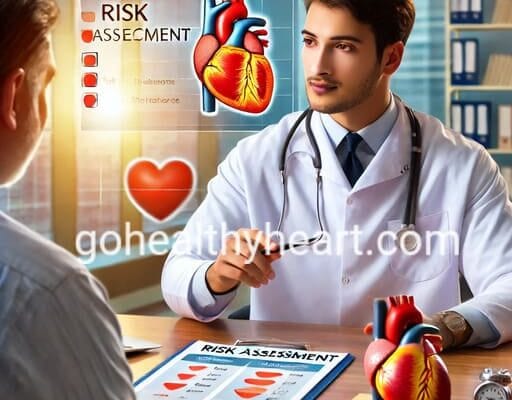 Heart Disease Risk Assessment Guide: Are You at Risk? A doctor explaining heart disease risk assessment factors to a patient in a clinic.